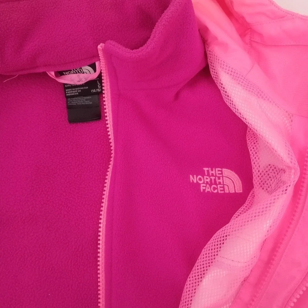The North Face Girls Pink HyVent 3-in-1 Triclimate Jacket Fleece Liner SzL 14/16